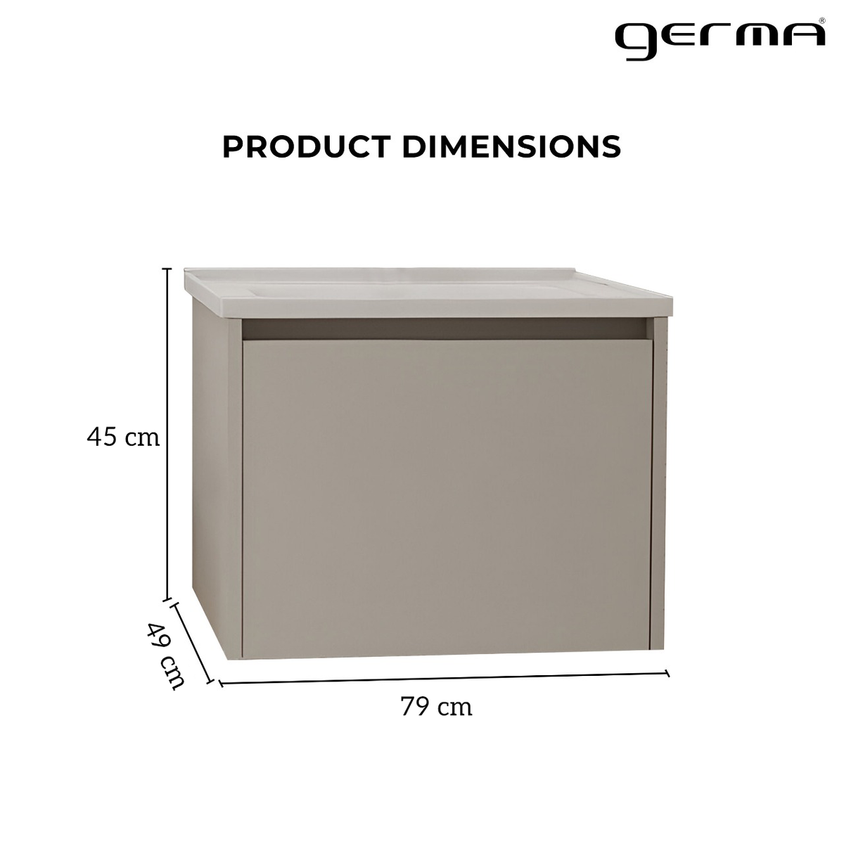 Vanity Cabinet with Washbasin - Bashar 800 Khaki