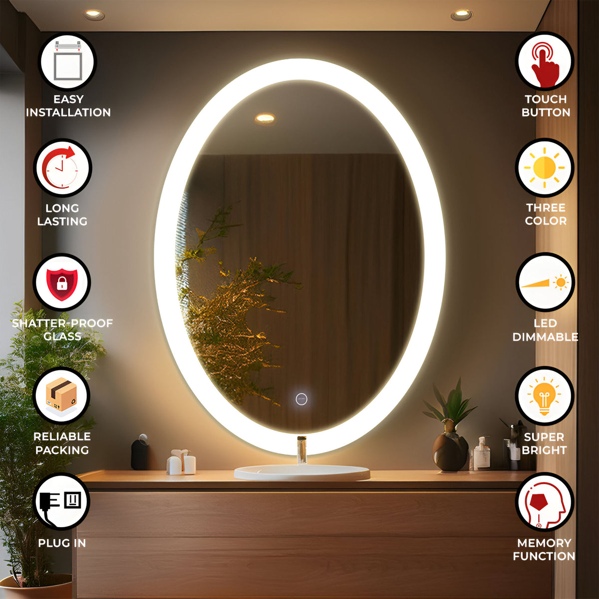 Lighting Mirror - Oval Shape