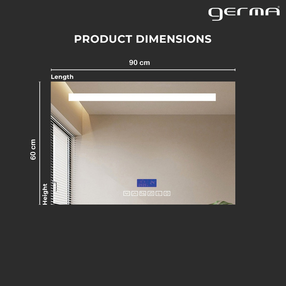 Led Mirror with Smart Touch Sensor - TR LED 004 - A Rectangle Shape (90x60cm)
