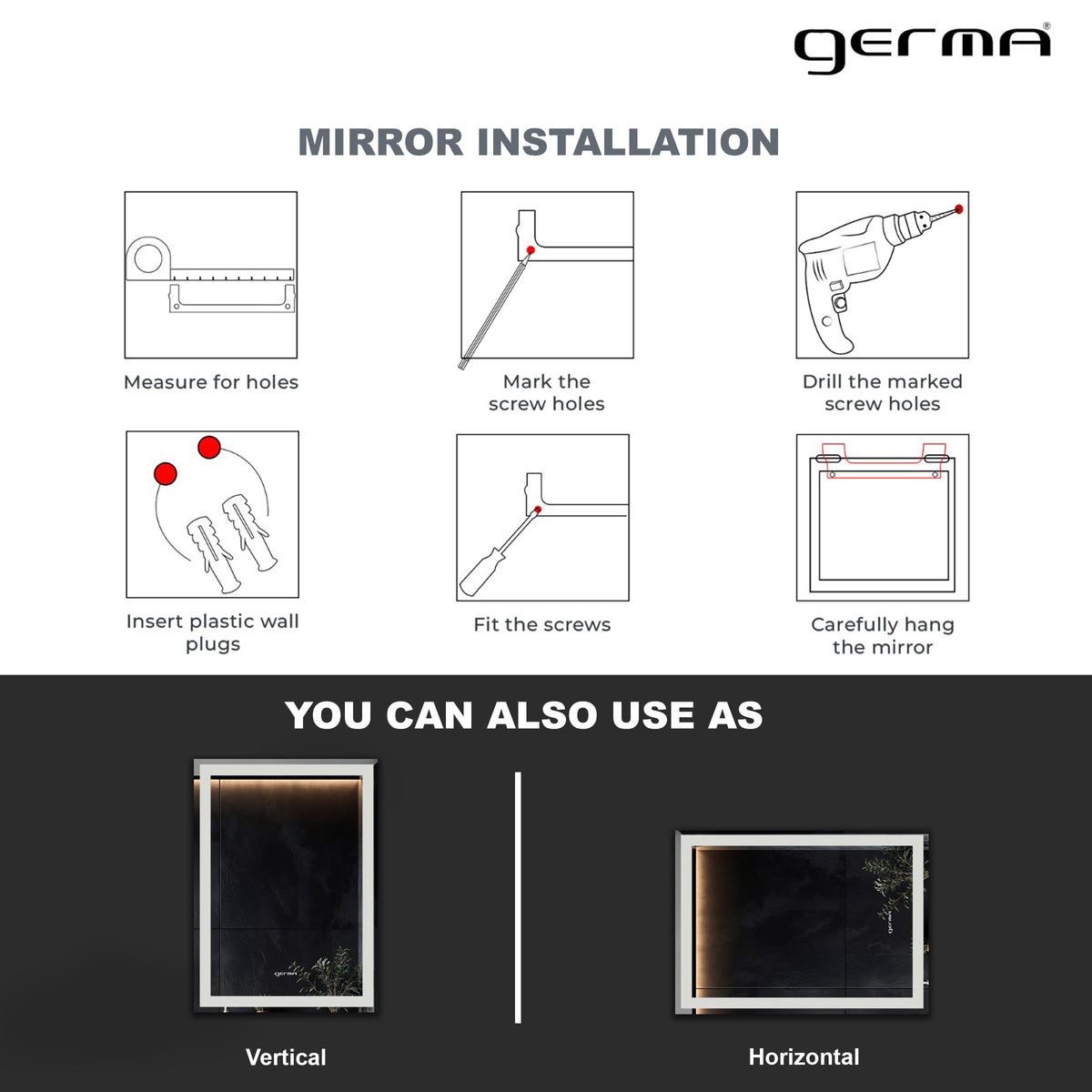 Wall Mounted Mirror - Rectangle Shape