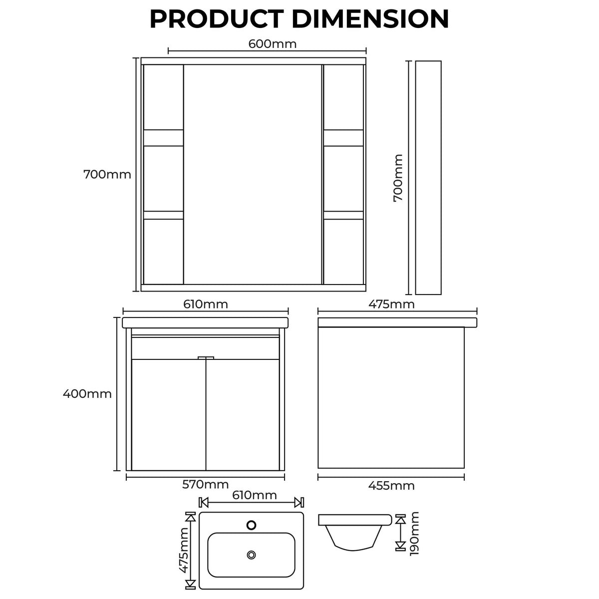 Carbon Fiber Cabinet with Mirror Cabinet - TR 3515 Vertical Line Grey