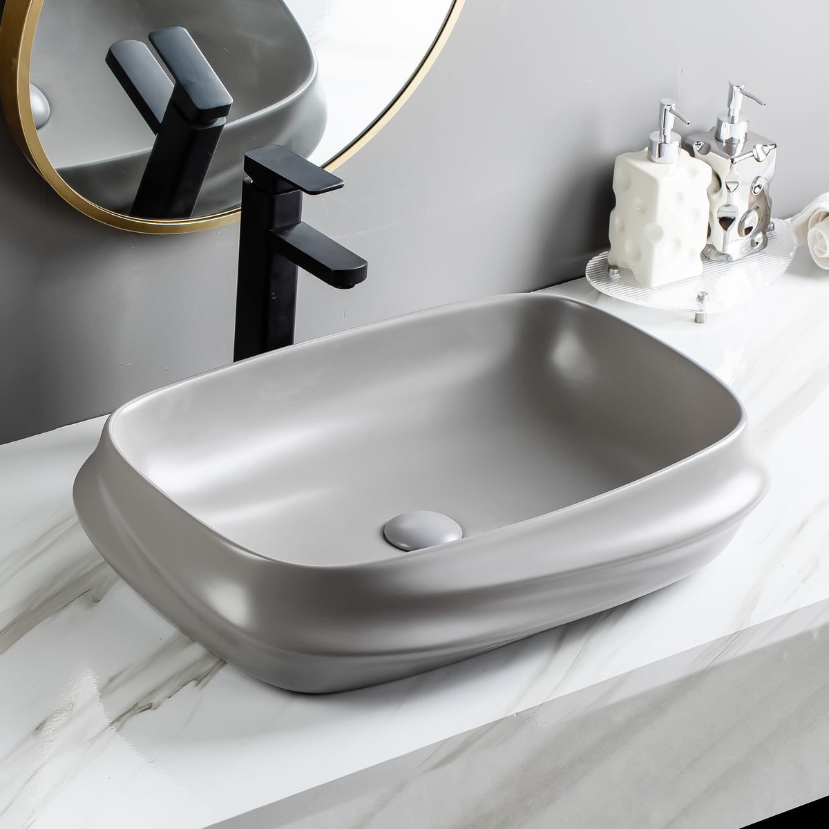 Ceramic Table Top Designer Basin - TR 20048-DG-MT RIVA GREY MATT