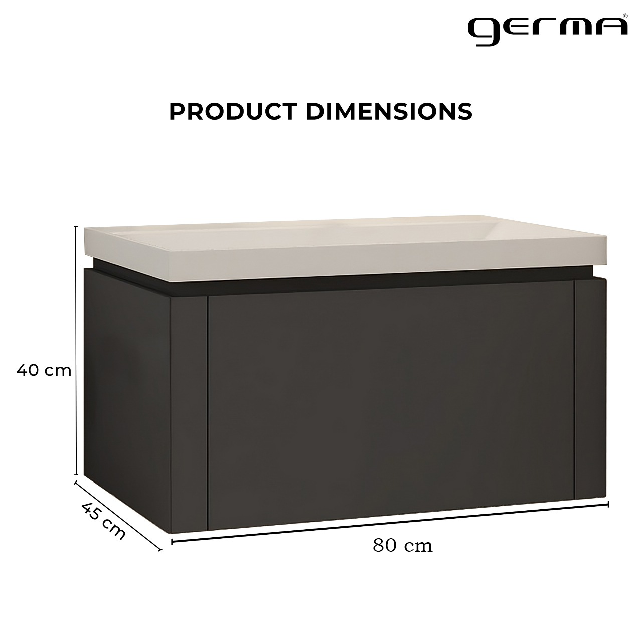 Vanity Cabinet with Washbasin - ESSEN-800-BLACK