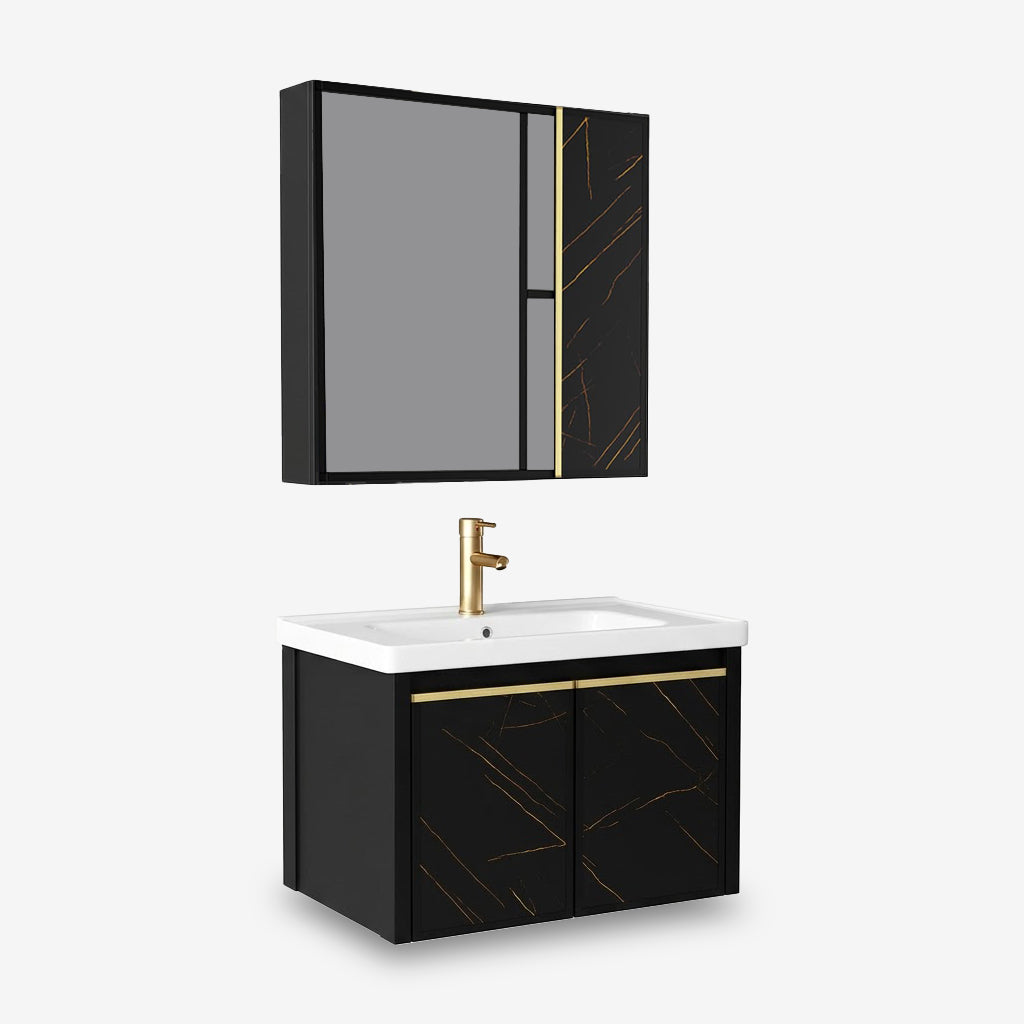 Vanity Cabinet with Mirror Cabinet - Carara Black
