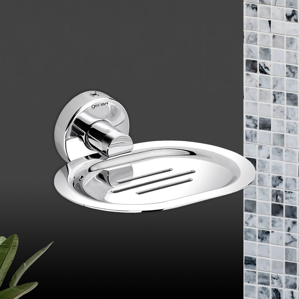 Germa Sanitarywares 304 Stainless Steel Soap Dish Holder for Bathroom | Soap Case for Wash Room | Soap Stand | Soap Dish | Bathroom Accessories (Chrome) - TR 9125 Soap Dish