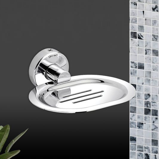 Germa Sanitarywares 304 Stainless Steel Soap Dish Holder for Bathroom | Soap Case for Wash Room | Soap Stand | Soap Dish | Bathroom Accessories (Chrome) - TR 9125 Soap Dish