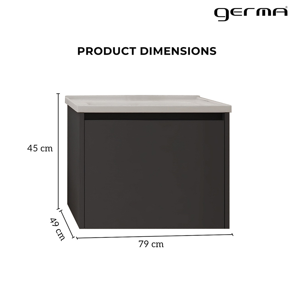 Vanity Cabinet with Washbasin - Bashar 800 Black