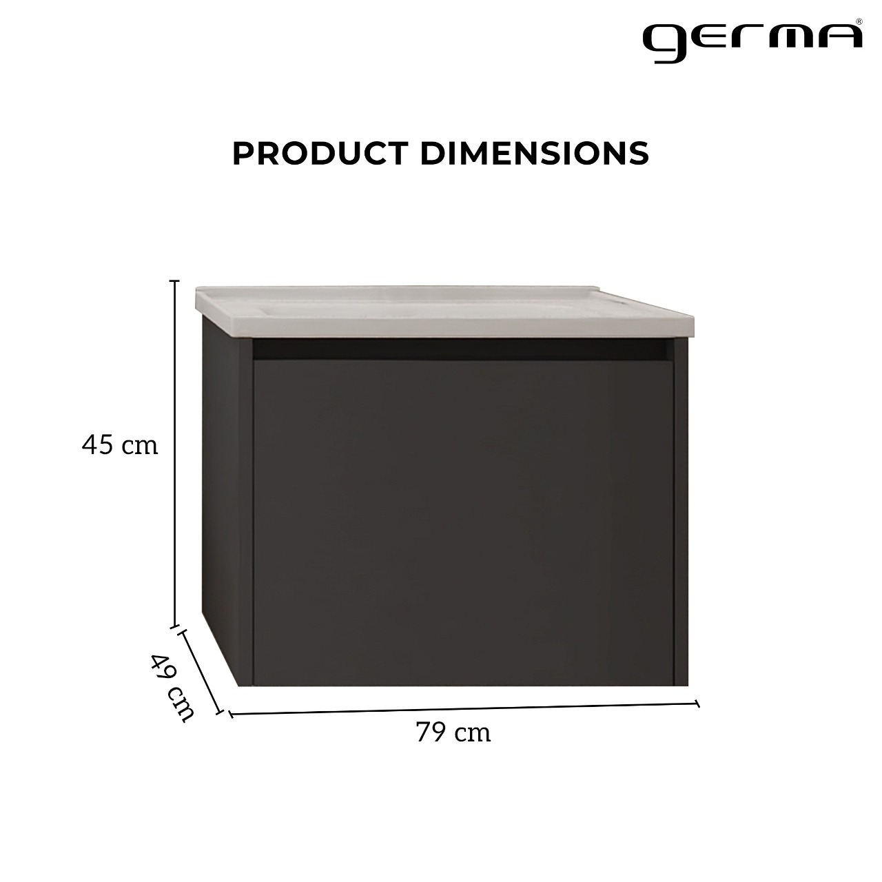 Vanity Cabinet with Washbasin - Bashar 800 Black