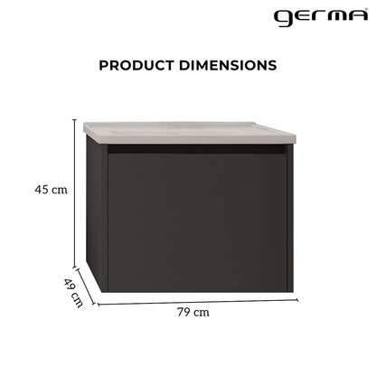 Vanity Cabinet with Washbasin - Bashar 800 Black