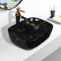 Germa Designer Wash Basin For Bathroom |Ceramic Table Top Wash Basin| Counter Top Basin For Restaurants,Living Room |45.5x32x14cm|Rectangle Shape
