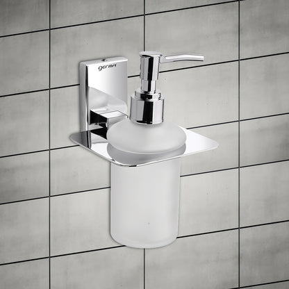 304 Stainless Steel Liquid Soap Dispenser for Bathroom | Shampoo Conditioner Holder | Handwash Dispenser | Bathroom Accessories (Chrome) - TR 9114 Liquid Soap Dispenser (Glass)