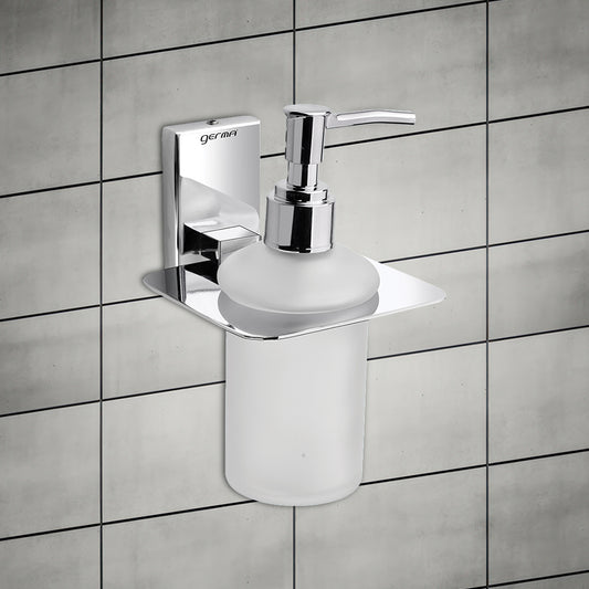 304 Stainless Steel Liquid Soap Dispenser for Bathroom | Shampoo Conditioner Holder | Handwash Dispenser | Bathroom Accessories (Chrome) - TR 9114 Liquid Soap Dispenser (Glass)