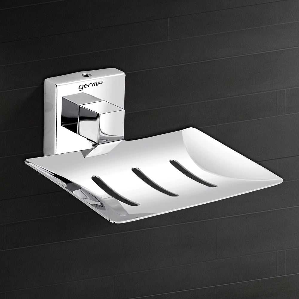 Germa Sanitarywares 304 Stainless Steel Soap Dish Holder for Bathroom | Soap Case for Wash Room | Soap Stand | Bathroom Accessories (Chrome) - TR 9145 Soap Dish