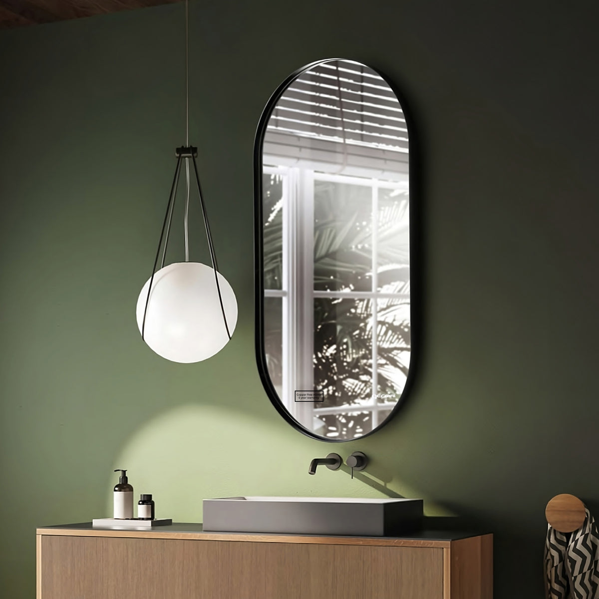 SS 304 Glossy Black Frame (80x80cm) Round Shape - TR SS 168 BLACK