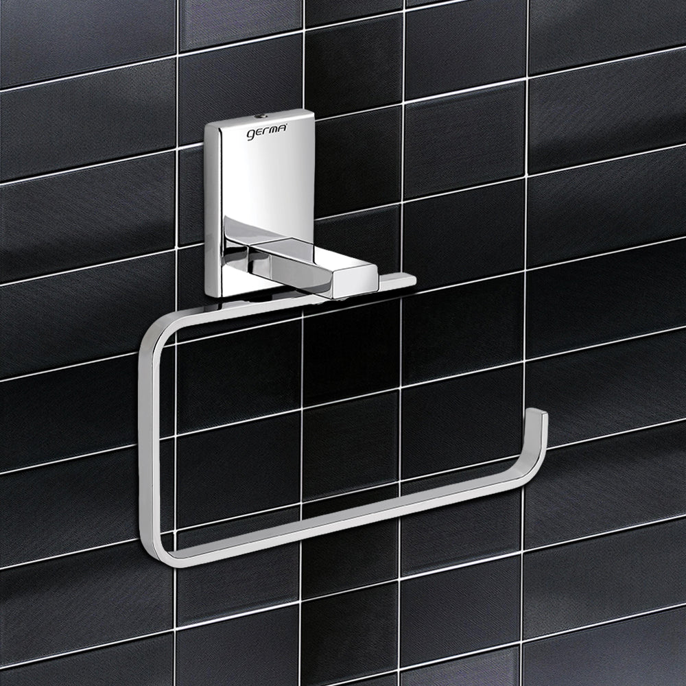 Germa Sanitarywares 304 Stainless Steel Towel Ring for Bathroom | Napkin Hanger for Washbasin | Napkin Holder | Towel Hanger | Bathroom Accessories (Chrome) - TR 9104 Towel Ring