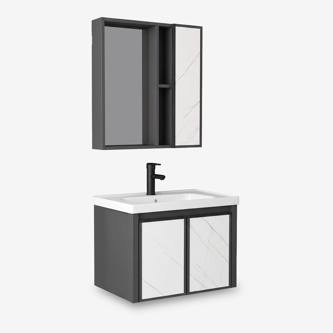 Vanity Cabinet with Mirror Cabinet - Carara Black