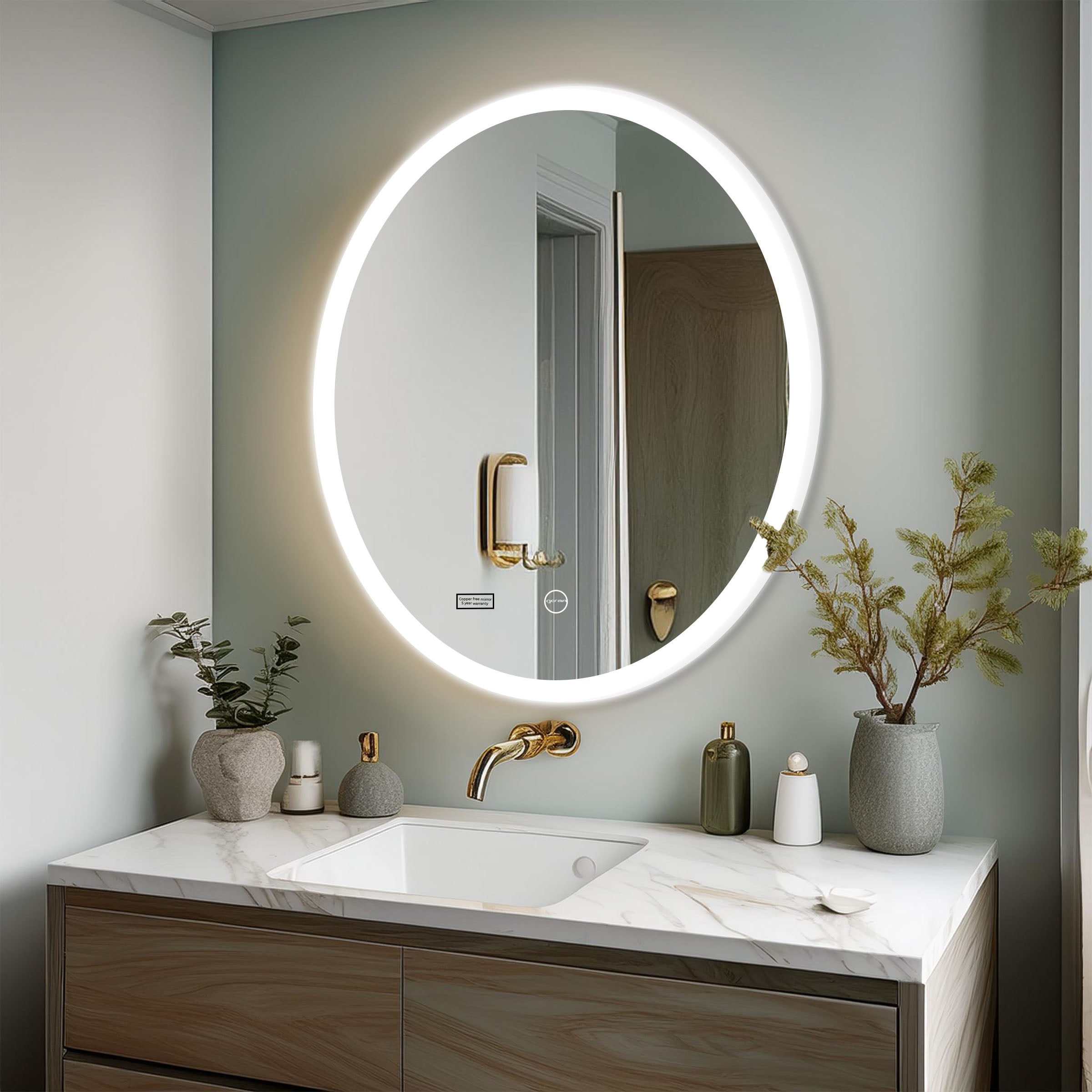 Led Mirror with Acrylic Frame - Smart Touch Switch (80x80cm) Round Shape - TR ACR LED 151