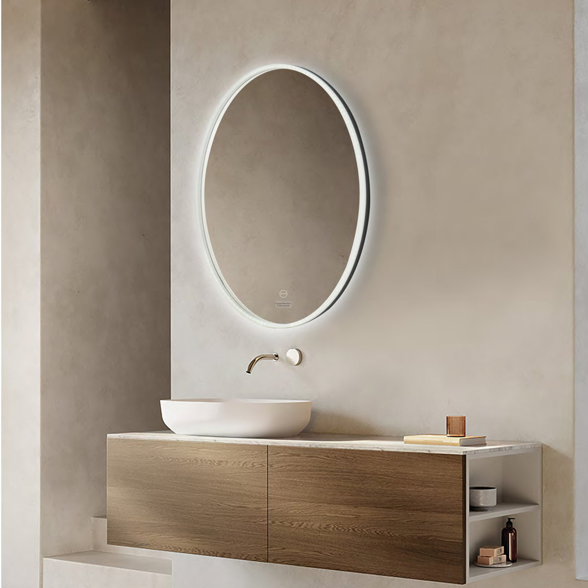 Led Mirror with Acrylic Frame - Smart Touch Switch (80x60cm) Oval Shape - TR ACR LED 154