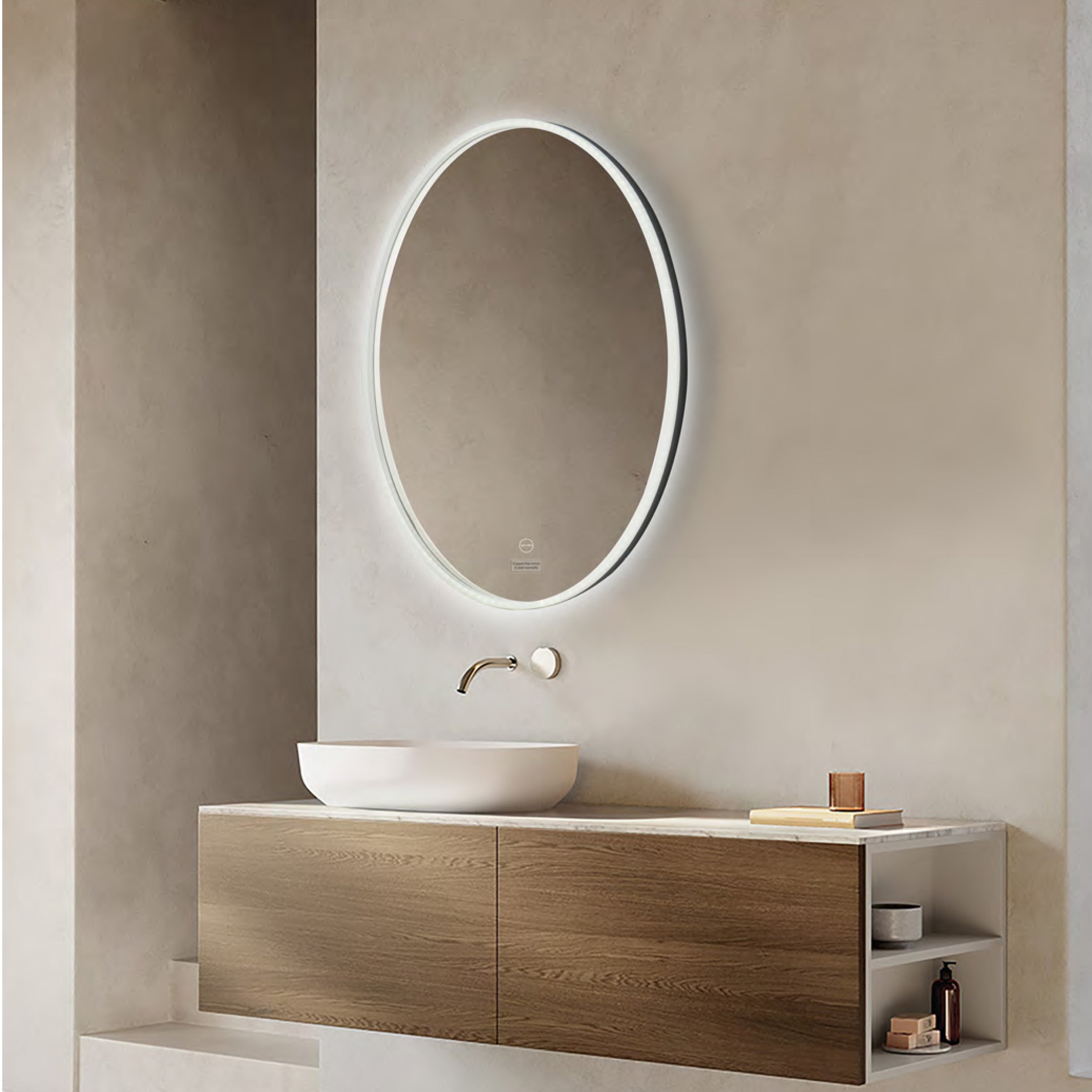 Led Mirror with Acrylic Frame - Smart Touch Switch (80x60cm) Oval Shape - TR ACR LED 154