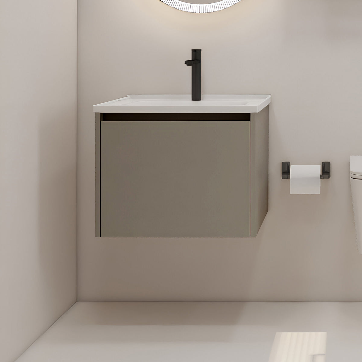 Vanity Cabinet with Washbasin - Bashar 600 Khaki