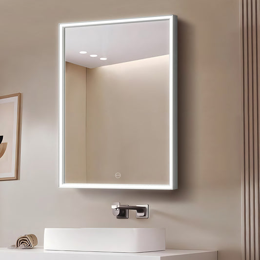 Led Mirror with Smart Touch Switch - TR LED 162 CENTRE FRAMED WHITE Aluminum Frame Rectangle Shape (80x60cm)
