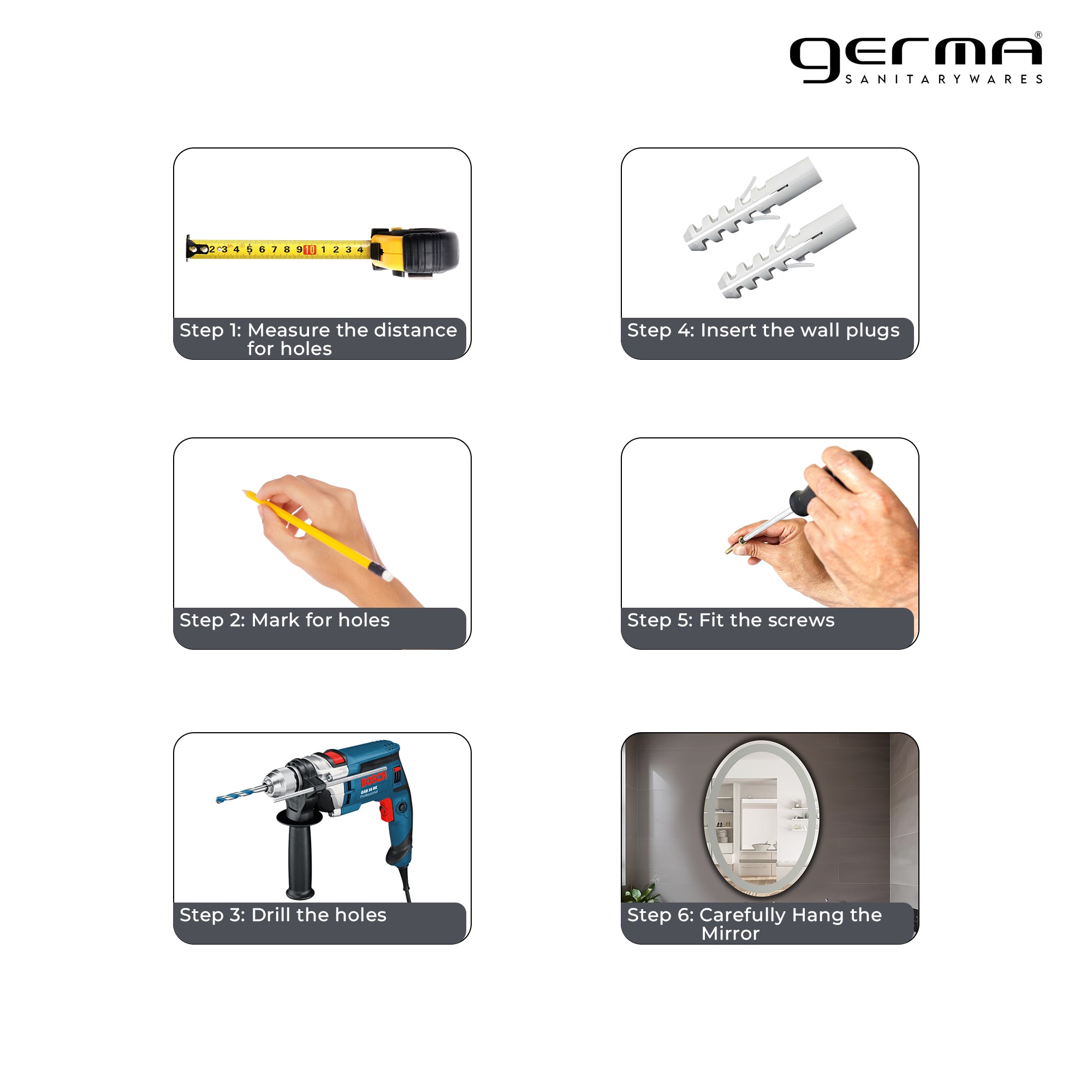 Germa Oval Shape Frosted Wall Mounted Frameless Mirror with Beveled Edges/Wall Mirror for Bathroom/Living Room/Bed Room/Dressing Room (18x24inch)