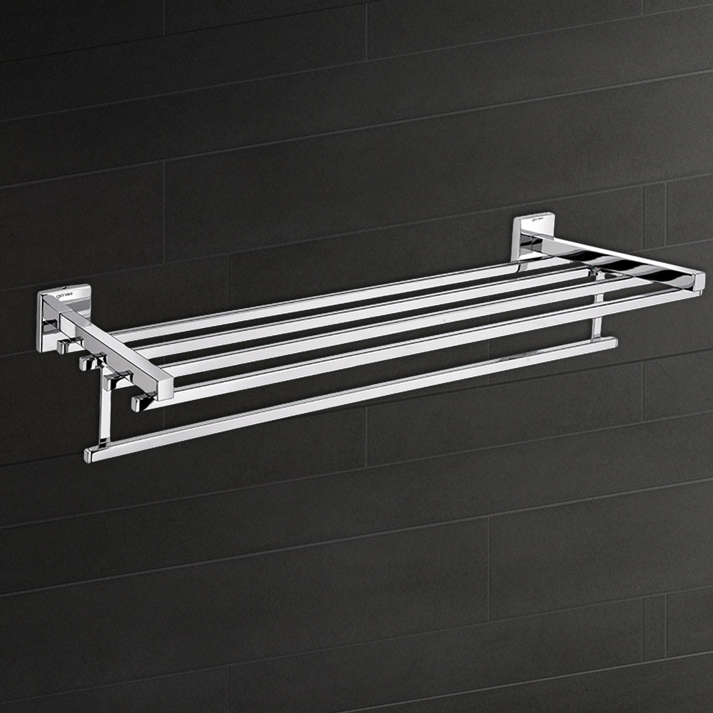 Germa Sanitarywares 304 Stainless Steel Towel Rack for Bathroom | Towel Hanger for Wash Room | Towel Stand | Bathroom Accessories (Chrome) - TR 9142 Towel Rack
