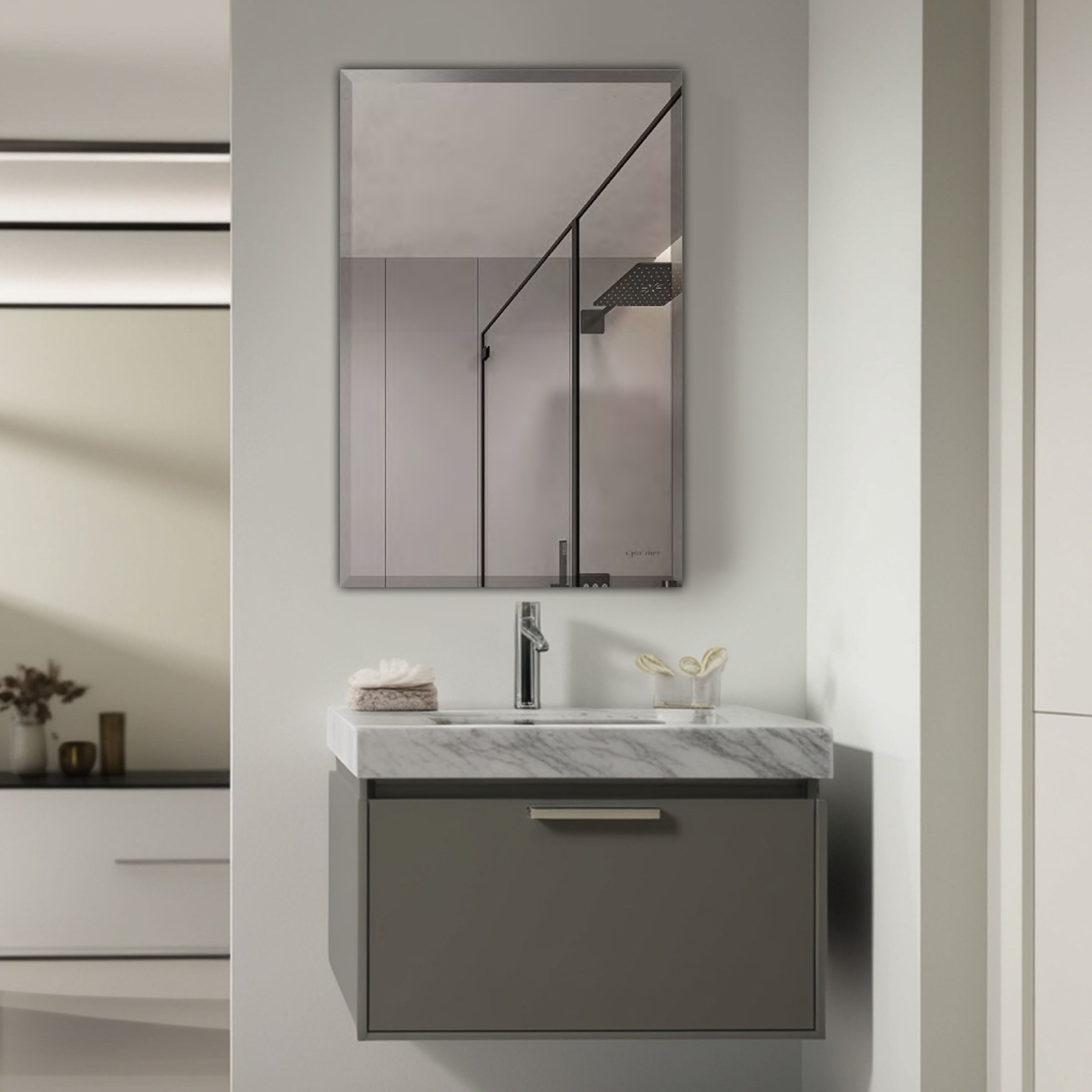 Beveled Edges Mirror - Rectangle Shape (80x60cm)