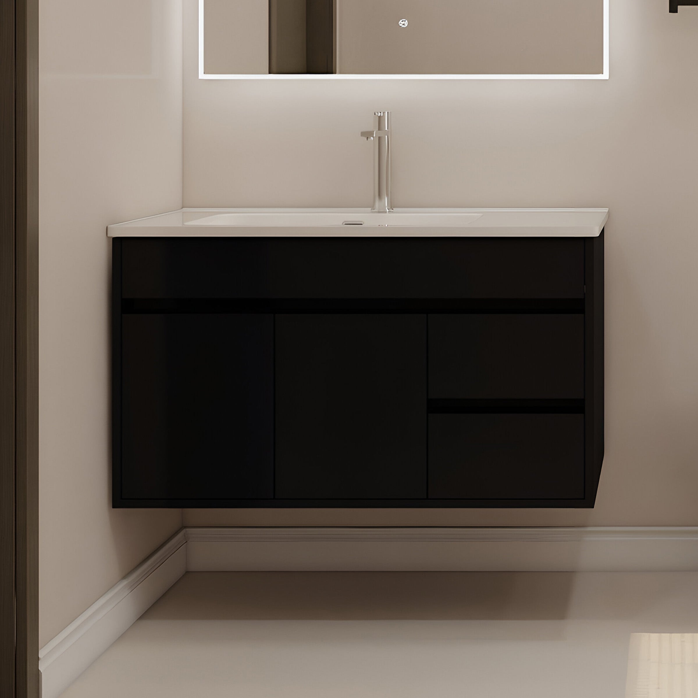 Vanity Cabinet with Washbasin - Solo 1000 Black