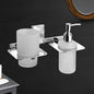 Germa Sanitarywares 304 Grade Stainless Steel Liquid Soap Dispenser with Tumbler Holder for Bathroom | 2 in 1 | Tooth Brush Holder | Shampoo Dispenser | Bathroom Accessories (Chrome) - TR 9115 Tumbler Holder + Liquid Soap Dispenser (Glass)