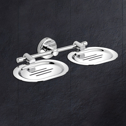 Germa Sanitarywares 304 Stainless Steel Double Soap Dish Holder for Bathroom | Soap Stand for Wash Room | Soap Case | Soap Dish | Bathroom Accessories (Chrome) - TR 9129 Double Soap Dish