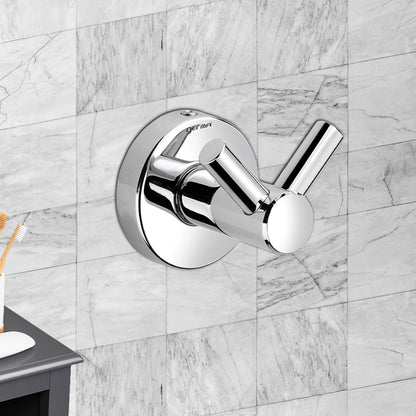 Germa Sanitarywares 304 Stainless Steel Robe Hook for Bathroom | Double Side Cloth Hook Stand Holder| Cloth and Towel Hanger | Robe Hook | Bathroom Accessories (Chrome) - TR 9127 Robe Hook