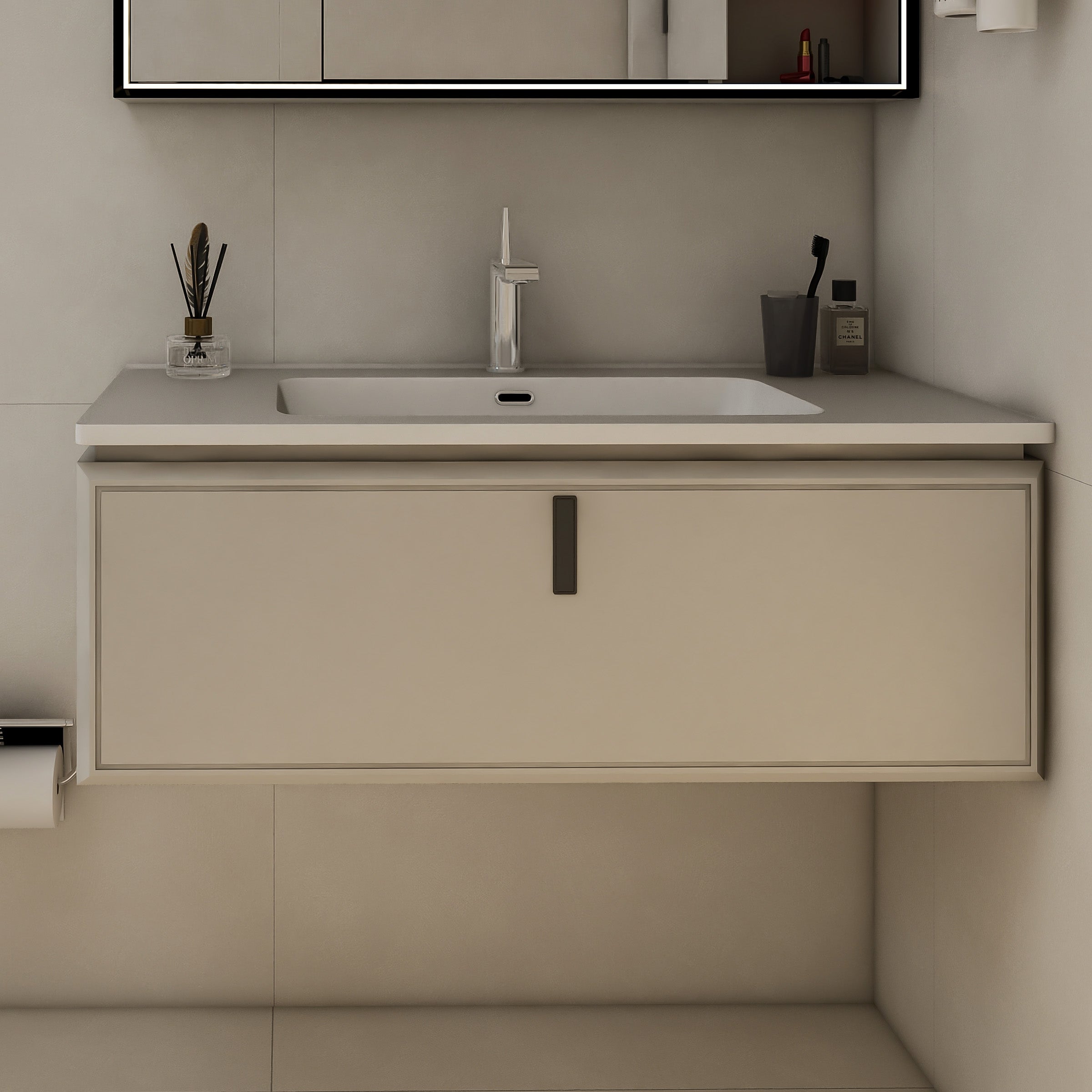 Vanity Cabinet with Washbasin - Tinos 800 Khaki