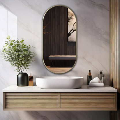 Aluminum Frame Mirror - Capsule Shape 90cm x 45cm - TR 138