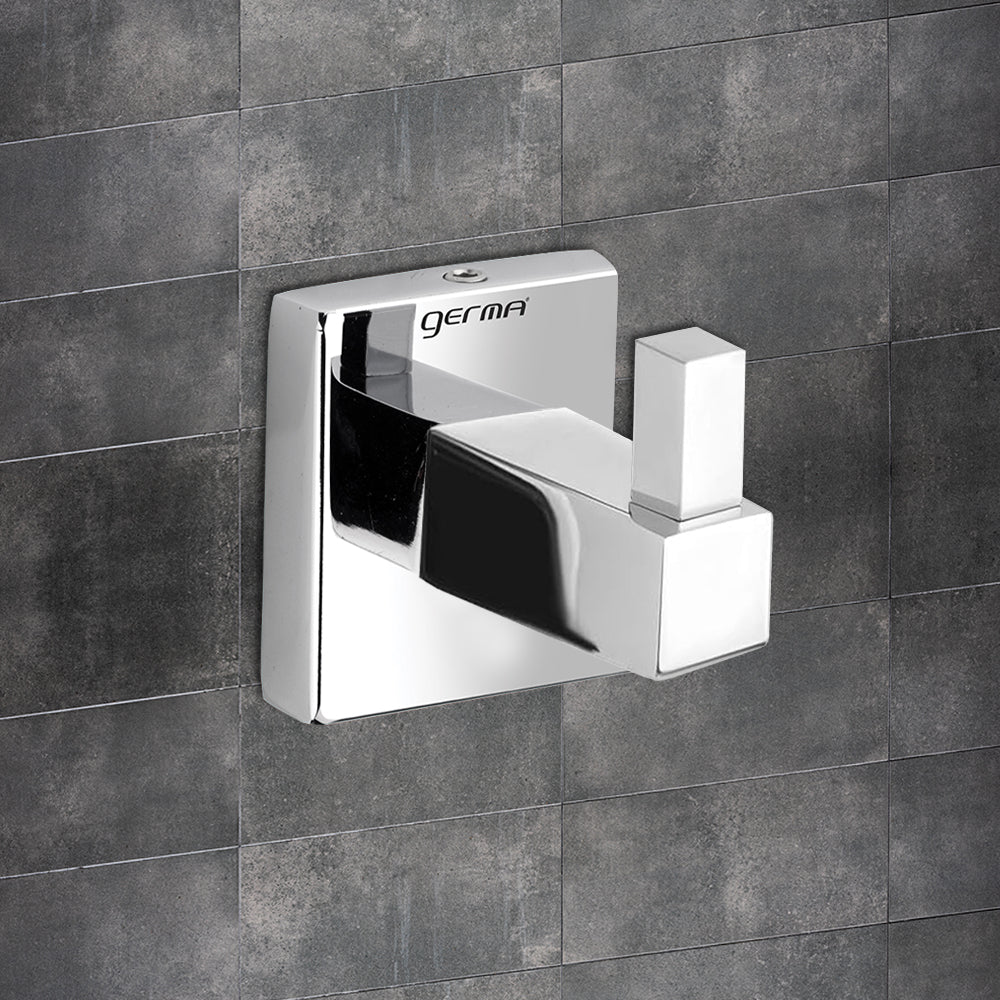 Germa Sanitarywares 304 Stainless Steel Robe Hook for Bathroom | Single Hook Cloth Stand Holder| Cloth and Towel Hanger | Robe Hook | Bathroom Accessories (Chrome) - TR 9147 Robe Hook