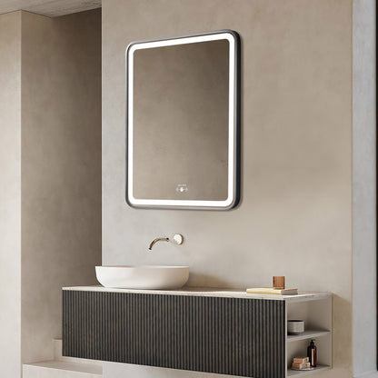 Led Mirror with Aluminum Black Frame - TR LED 143 -Black Smart Wave Switch (60x60cm) Rectangle Shape
