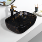 Germa Designer Wash Basin For Bathroom |Ceramic Table Top Wash Basin| Counter Top Basin For Restaurants,Living Room |45.5x32x14cm|Rectangle Shape