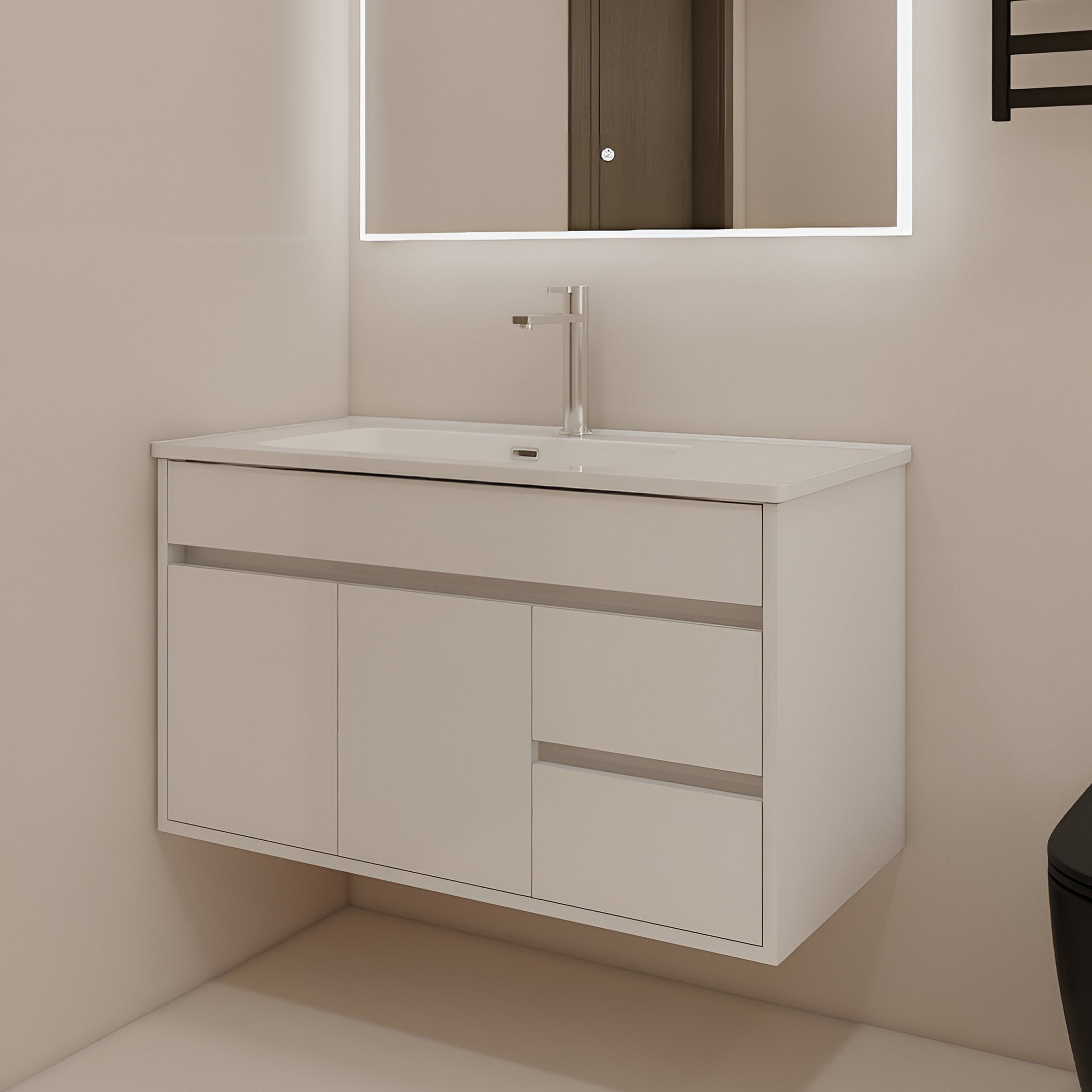 Vanity Cabinet with Washbasin - Solo 1000 Snow White