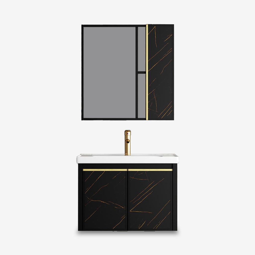 Vanity Cabinet with Mirror Cabinet - Carara Black