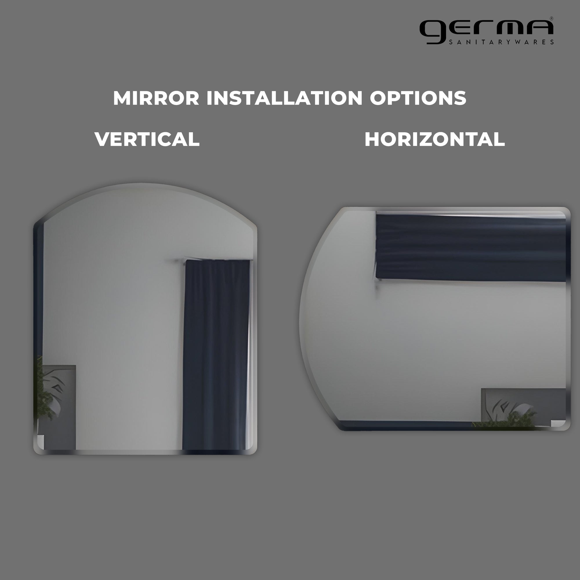 Germa Semi-Round Rectangular Wall Mounted Frameless Mirror with Beveled Edges/Wall Mirror for Bathroom/Living Room/Bed Room/Dressing Room – 18x24inch