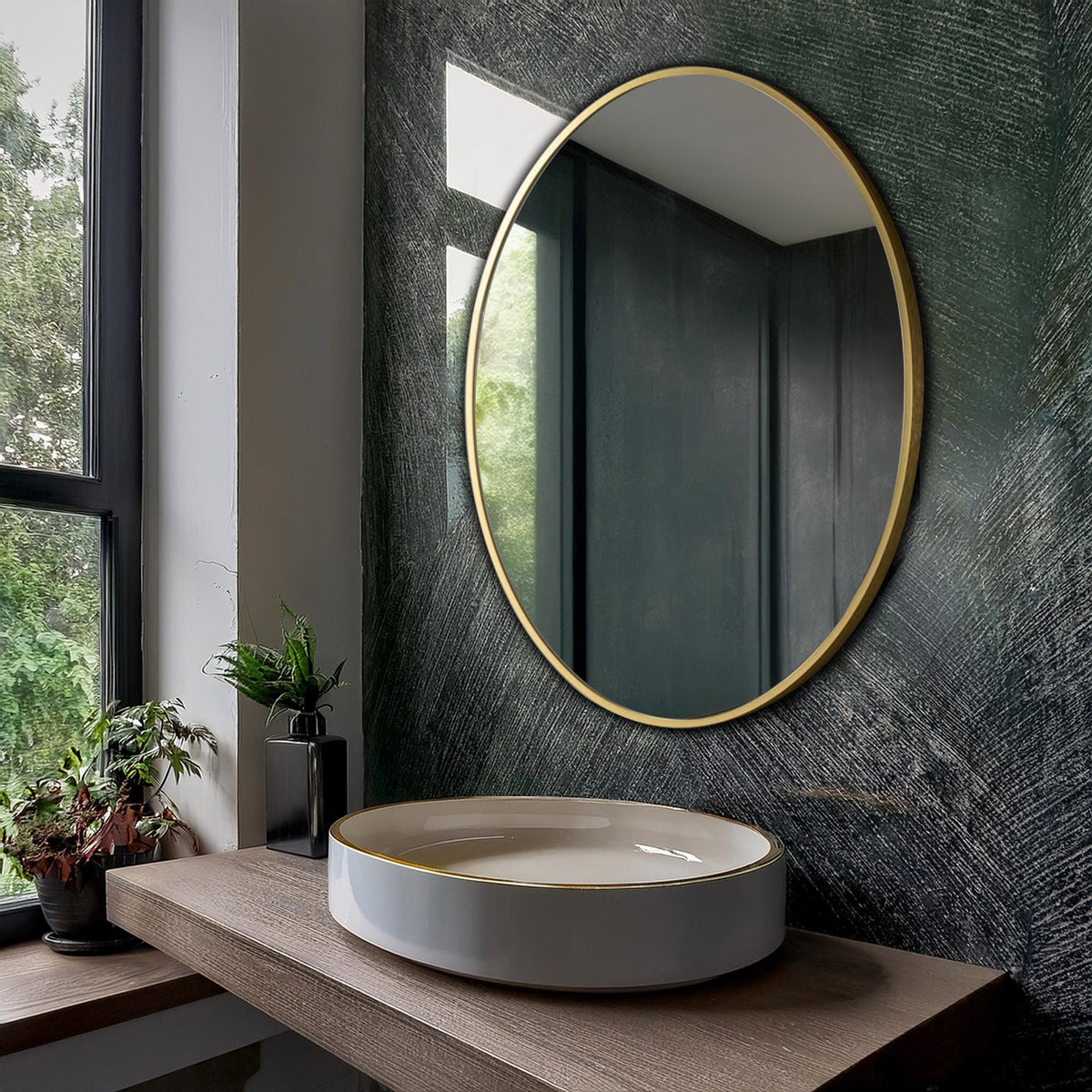Aluminum Frame Mirror - Oval Shape 70cm x 50cm - TR 134 & 135