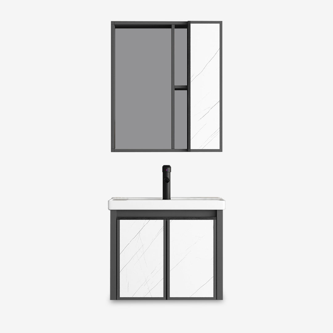 Vanity Cabinet with Mirror Cabinet - Carara Black