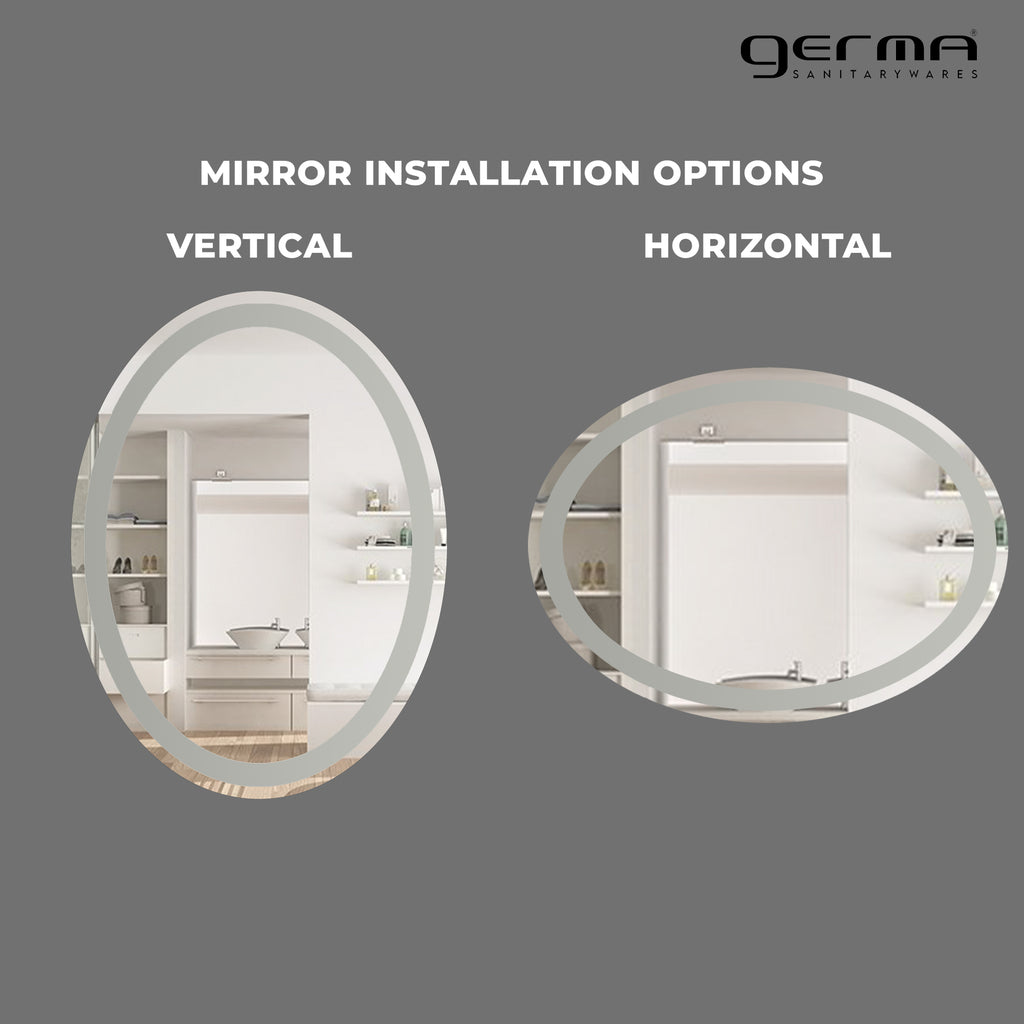 Germa Oval Shape Frosted Wall Mounted Frameless Mirror with Beveled Edges/Wall Mirror for Bathroom/Living Room/Bed Room/Dressing Room (18x24inch) - TR 7554 FROSTED