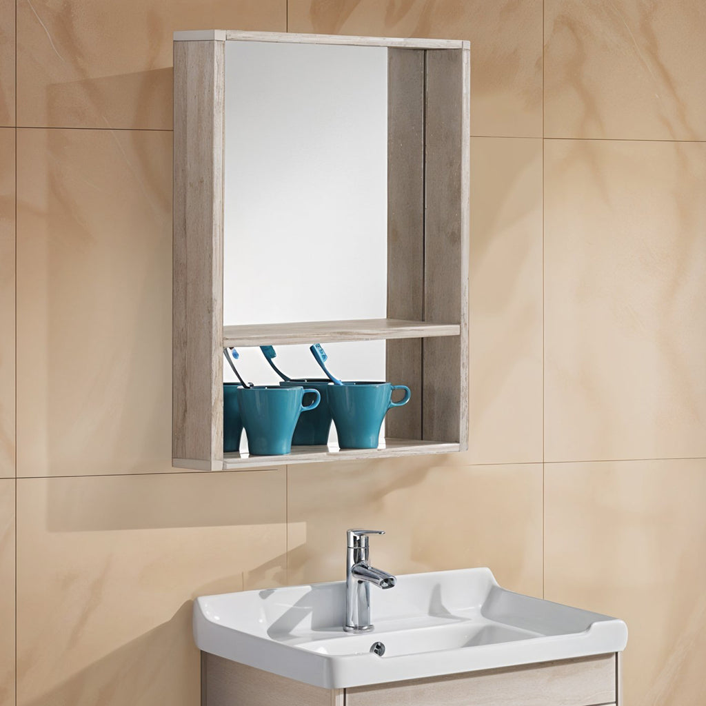 Carbon Fiber Vanity Cabinet with Mirror - Spaniard Beige