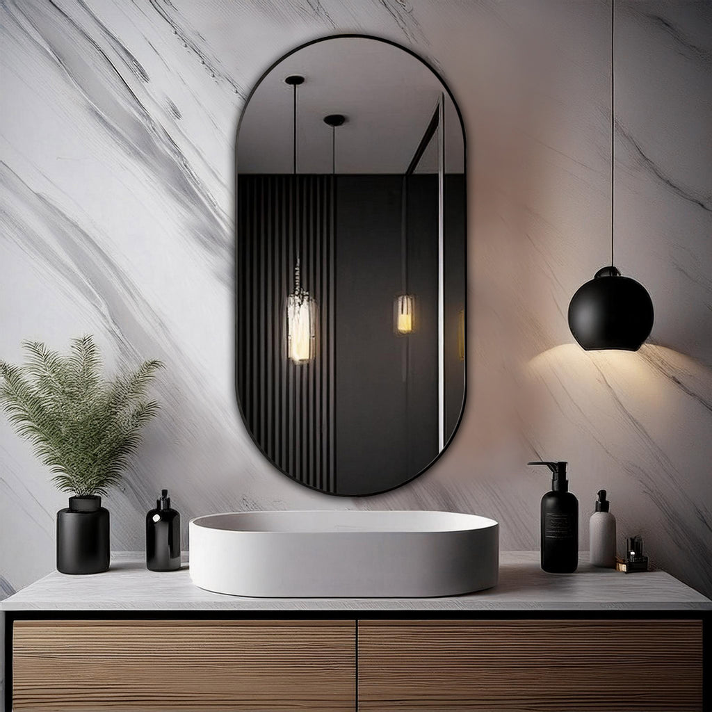 Aluminum Frame Mirror - Capsule Shape 90cm x 45cm - TR 138