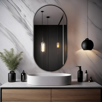 Aluminum Frame Mirror - Capsule Shape 90cm x 45cm - TR 138