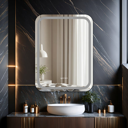 Wall Mounted Frosted Mirror - Curve Edge Rectangle Shape