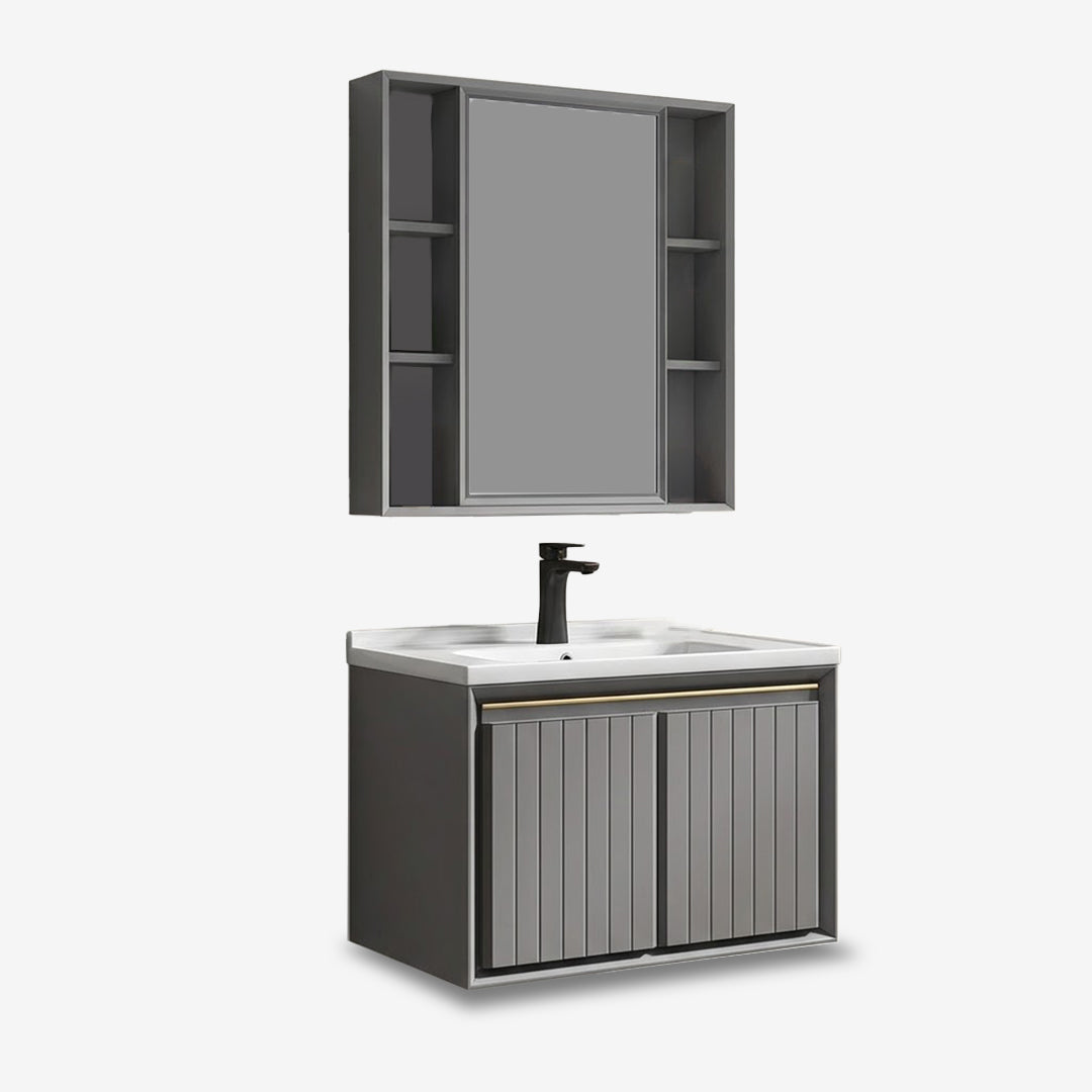 Vanity with Mirror Cabinet - Grey