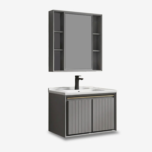Vanity with Mirror Cabinet - Grey