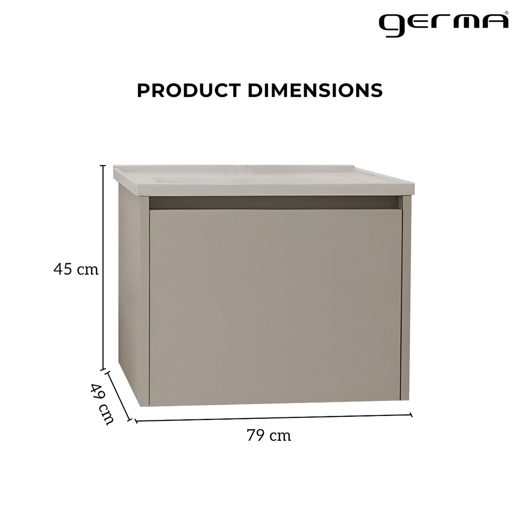 Vanity Cabinet with Washbasin - Bashar 800 Khaki